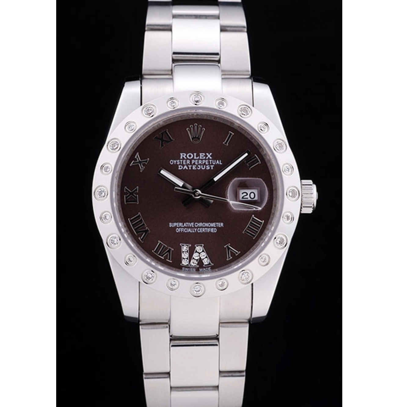 Aaa replica watch Dial Rolex Bezel Diamond Brown Datejust 7466 0717